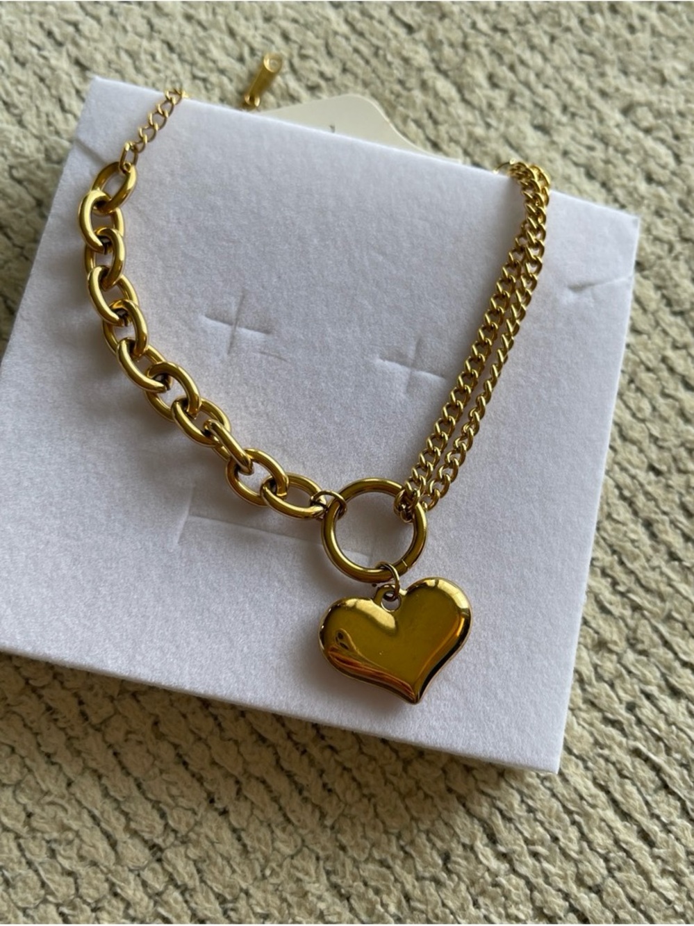 Gold Heart Pendant Chain Necklace - Women Jewelry